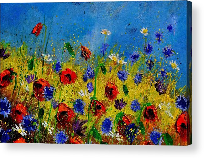 Poppies Acrylic Print featuring the painting Wild Flowers 119010 by Pol Ledent