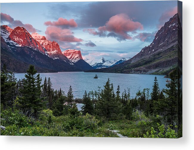 Glacier National Park Acrylic Print featuring the photograph Wild Goose Island Overlook at Dawn by Greg Nyquist