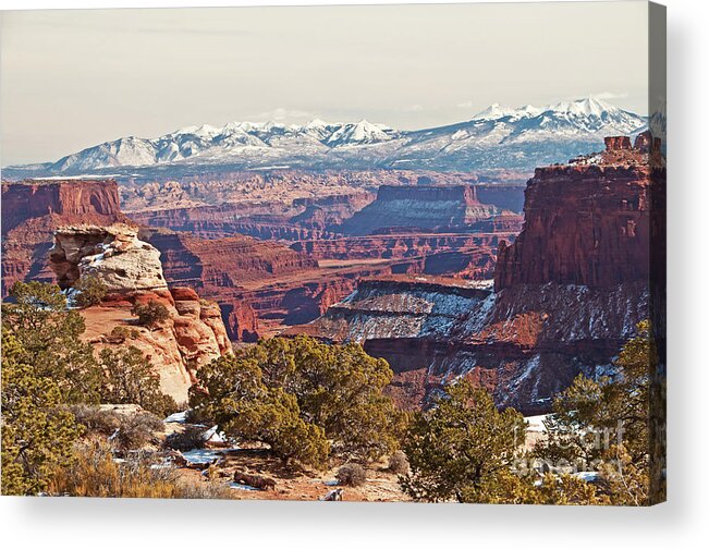 Mountain Acrylic Print featuring the photograph Winter in Canyonlands by Bob and Nancy Kendrick