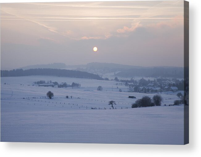Calm Acrylic Print featuring the photograph Winter Sunrise Westerwald by Peter Zoeller