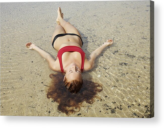 Alone Acrylic Print featuring the photograph Woman on Sand by Kicka Witte