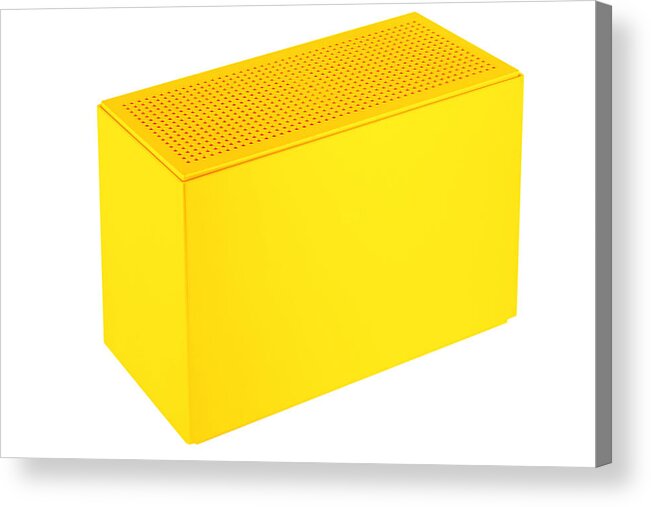 Yellow Acrylic Print featuring the photograph Yellow plastic box by Aleksandr Volkov