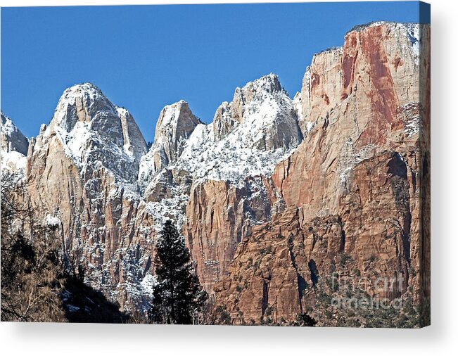 Zion National Park Acrylic Print featuring the photograph Zion Towers by Bob and Nancy Kendrick