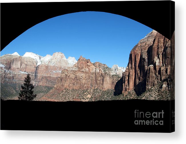 Zion National Park Acrylic Print featuring the photograph Zion Tunnel View by Bob and Nancy Kendrick