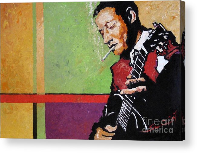 Jazz Acrylic Print featuring the painting Jazz Guitarist by Yuriy Shevchuk