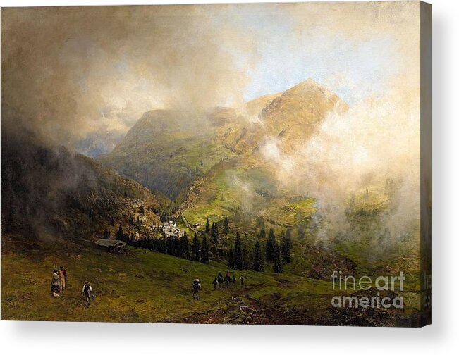 Oswald Achenbach Acrylic Print featuring the painting View of Rigi by MotionAge Designs