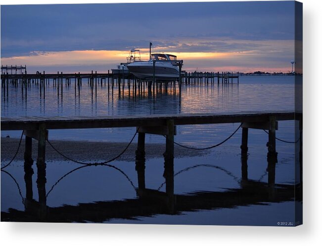 20120225 Acrylic Print featuring the photograph 0225 Boats at Sunrise on Sound by Jeff at JSJ Photography