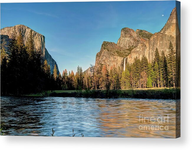 Moon Acrylic Print featuring the photograph 1253 Moon Over Yosemite Valley by Steve Sturgill