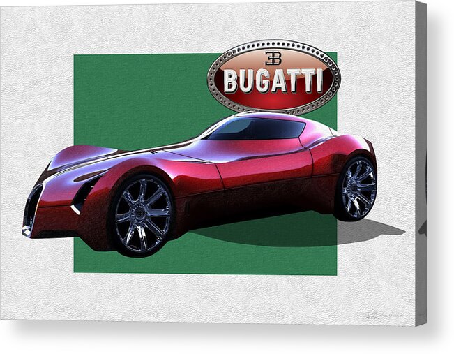�bugatti� By Serge Averbukh Acrylic Print featuring the photograph 2025 Bugatti Aerolithe Concept with 3 D Badge #1 by Serge Averbukh