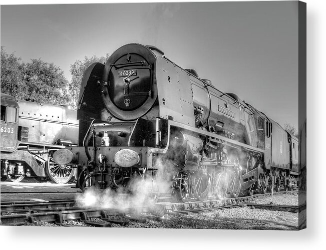 Steam Acrylic Print featuring the photograph 46233 Duchess Of Sutherland at Swanwick #1 by David Birchall