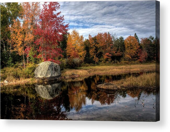 Hdr Acrylic Print featuring the photograph Autumn In Maine #2 by Greg DeBeck