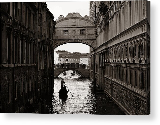 Venice Acrylic Print featuring the photograph Bridge of Sighs and gondola #1 by Songquan Deng