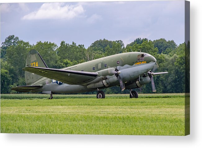 Aviation Acrylic Print featuring the photograph C-46 Commando Tinker Belle #2 by Guy Whiteley