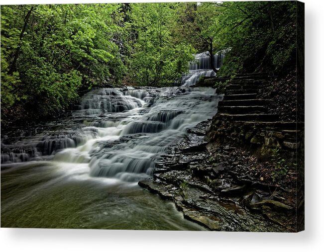 Cascadilla Gorge Acrylic Print featuring the photograph Cascadilla Gorge Falls #4 by Doolittle Photography and Art