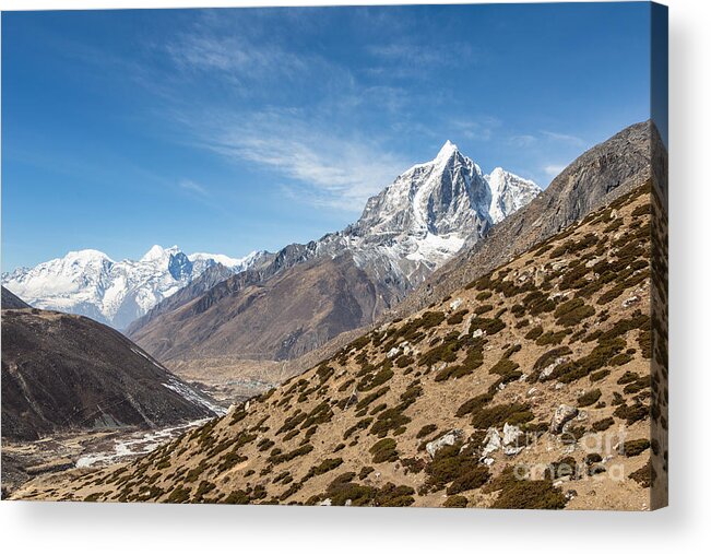 Chukung Acrylic Print featuring the photograph Chukung valley and the Taboche Peak in Nepal #1 by Didier Marti