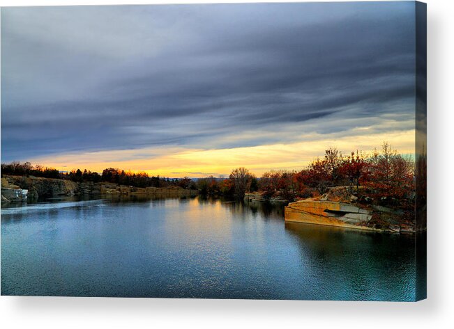 Landscape Acrylic Print featuring the photograph Cloudy Autumn Sunset by Lilia D