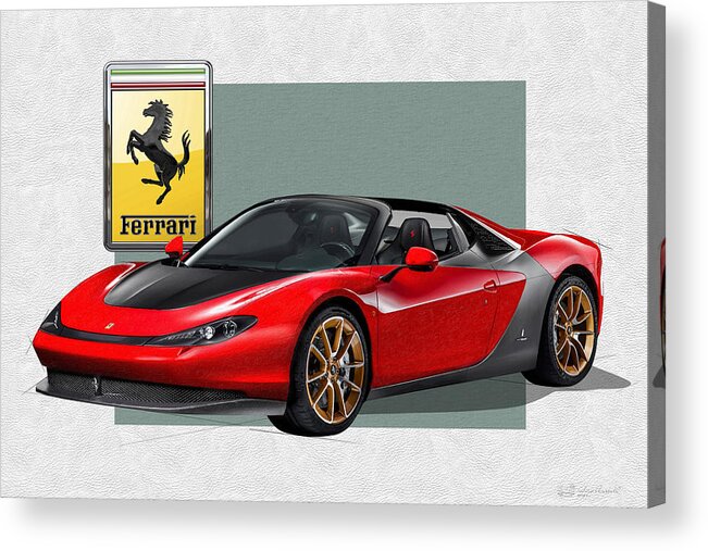 �ferrari� Collection By Serge Averbukh Acrylic Print featuring the photograph Ferrari Sergio with 3D Badge by Serge Averbukh