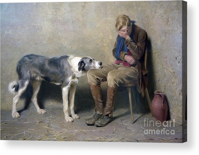 Briton Riviere - Fidelity Acrylic Print featuring the painting Fidelity #1 by MotionAge Designs