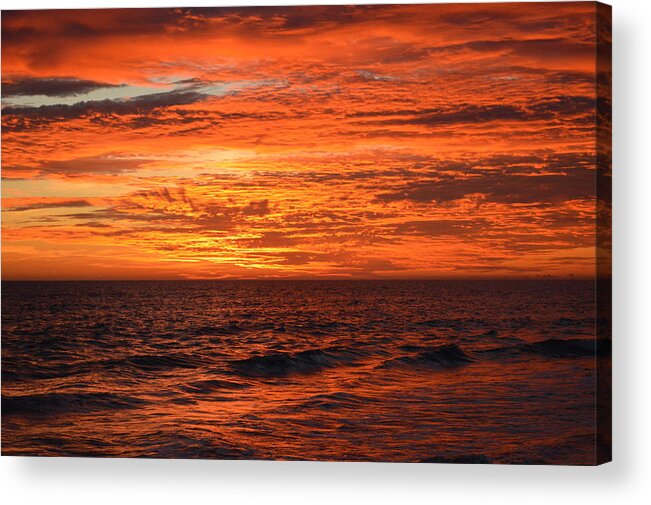 Obx Sunrise Acrylic Print featuring the photograph Fire in the Sky #1 by Barbara Ann Bell