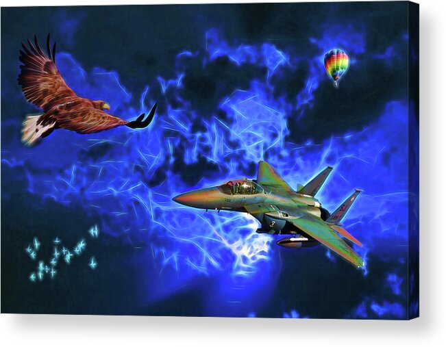Plane Acrylic Print featuring the digital art Flying #1 by John Haldane