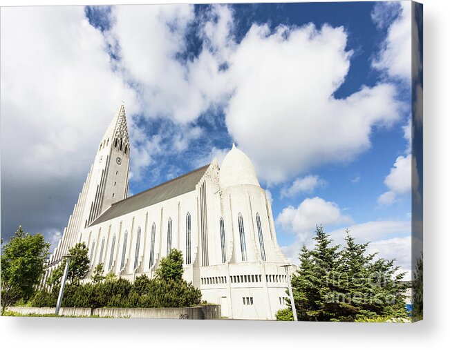 Capital Cities Acrylic Print featuring the photograph Hallgrimskirkja church in Reykjavik #1 by Didier Marti