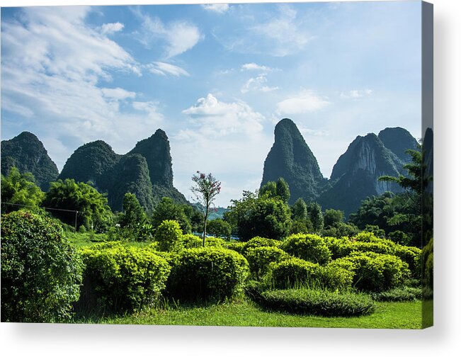  Scenerykarst Acrylic Print featuring the photograph Karst mountains scenery #1 by Carl Ning