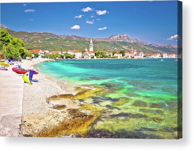 Kastel Acrylic Print featuring the photograph Kastel Stafilic landmarks and turquoise beach view #1 by Brch Photography