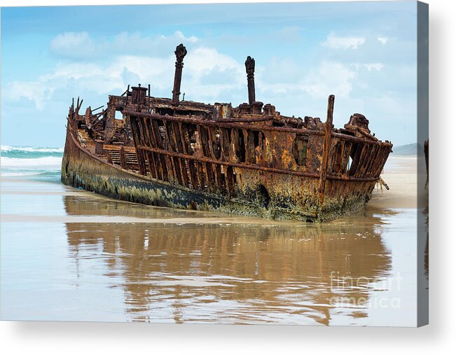 2017 Acrylic Print featuring the photograph Maheno Shipwreck #1 by Andrew Michael