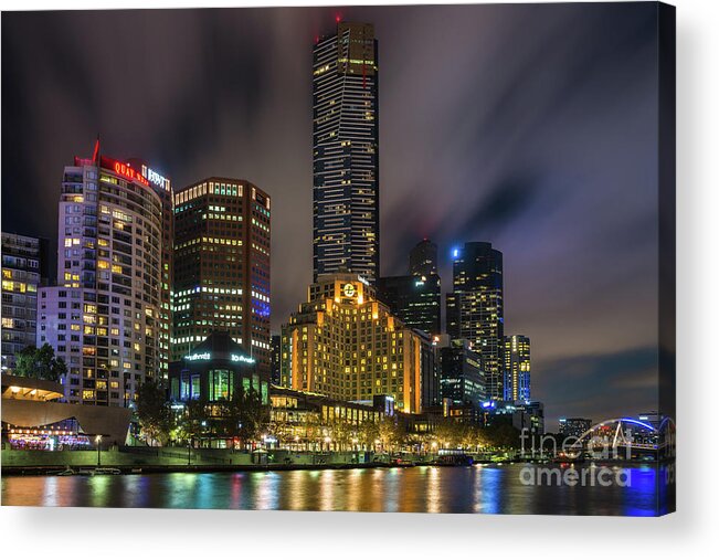 2017 Acrylic Print featuring the photograph Melbourne city skyline over Yarra river #1 by Andrew Michael
