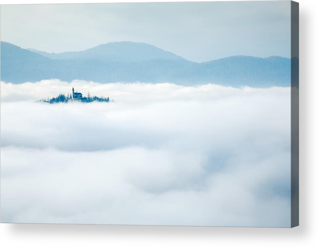 Barje Acrylic Print featuring the photograph Mist over church of Maria #1 by Ian Middleton