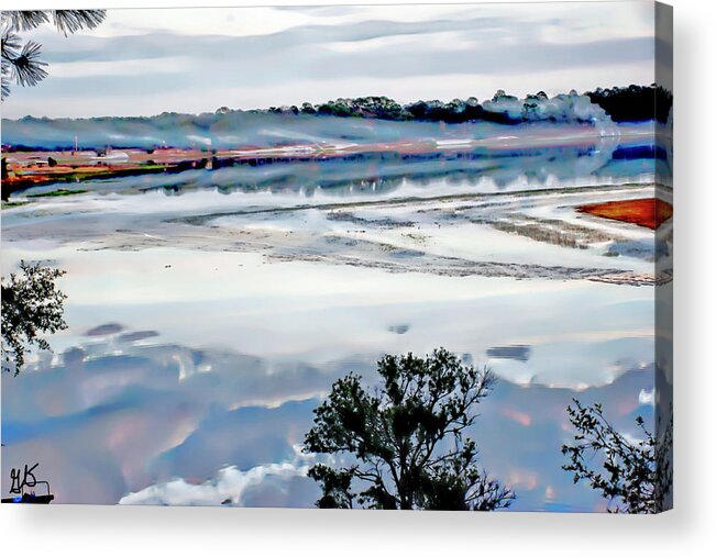 Misty Acrylic Print featuring the photograph Misty Morning on Spring Lake #1 by Gina O'Brien