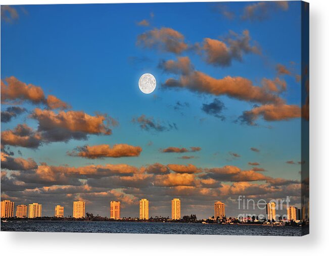 Singer Island Acrylic Print featuring the photograph 1- Moonrise Over Singer Island by Joseph Keane