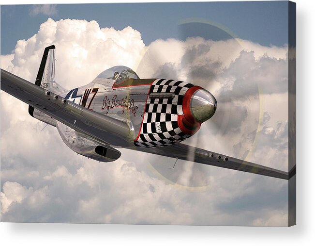 P-51 Mustang Acrylic Print featuring the digital art P-51 Mustang Big Beautiful Doll by Airpower Art