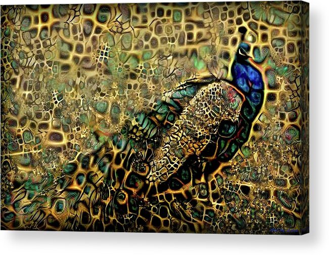 Peacock Acrylic Print featuring the digital art Peacock #1 by Lilia S