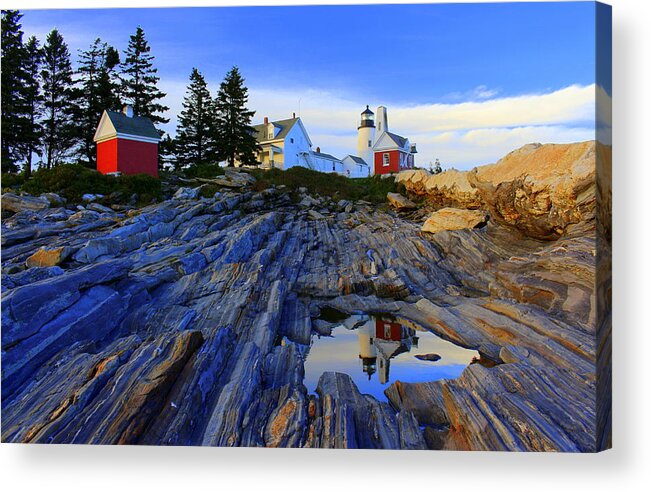 Pemaquid Point Light Reflections Acrylic Print featuring the photograph Pemaquid Point Light Reflections #1 by Suzanne DeGeorge
