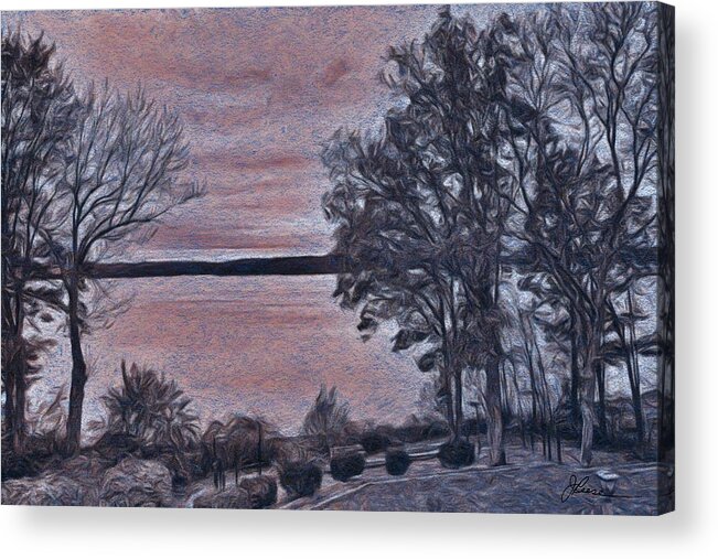 Black And White Pastel Acrylic Print featuring the painting Pennsylvania Landscape #2 by Joan Reese