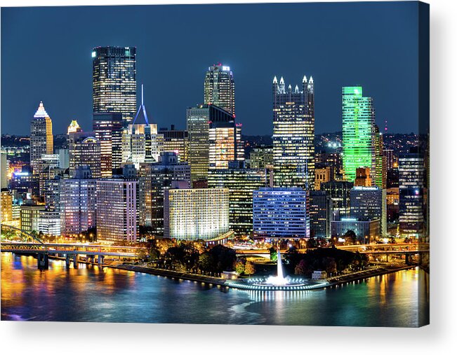 Allegheny Acrylic Print featuring the photograph Pittsburgh by night #1 by Mihai Andritoiu