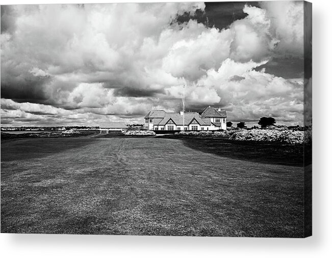 Portmarnock Acrylic Print featuring the photograph Portmarnock Under the Clouds - bw by Scott Pellegrin