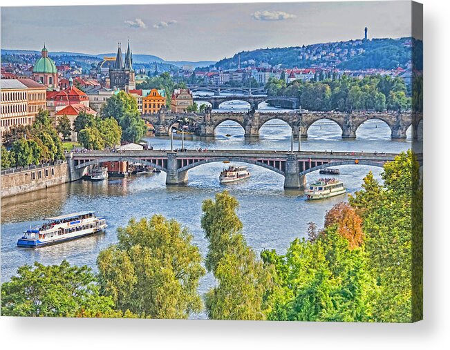 Czech Republic Acrylic Print featuring the photograph Prague Bridges #1 by Dennis Cox