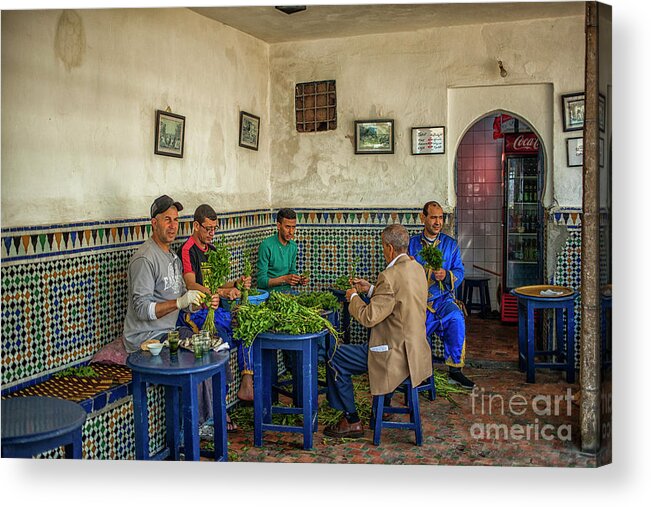 Men Acrylic Print featuring the photograph Preparing mintleaves for tea by Patricia Hofmeester