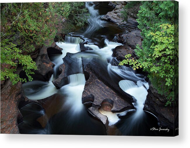 Michigan Upper Peninsula Acrylic Print featuring the photograph Presque Isle River Falls #1 by Steve Javorsky