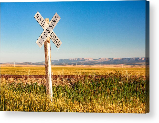 Railroad Crossing Acrylic Print featuring the photograph Railroad Crossing #1 by Todd Klassy