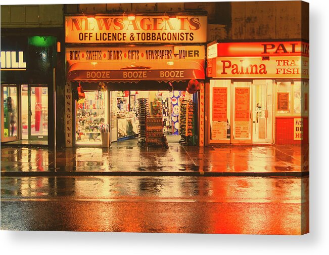 Street Acrylic Print featuring the photograph Rain Town #1 by Nick Barkworth