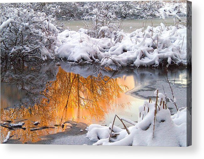 Reflections Acrylic Print featuring the photograph Reflections in Melting Snow #1 by Neil Doren