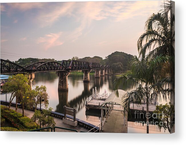 Kanchanaburi Acrylic Print featuring the photograph River Kwai bridge #1 by Didier Marti