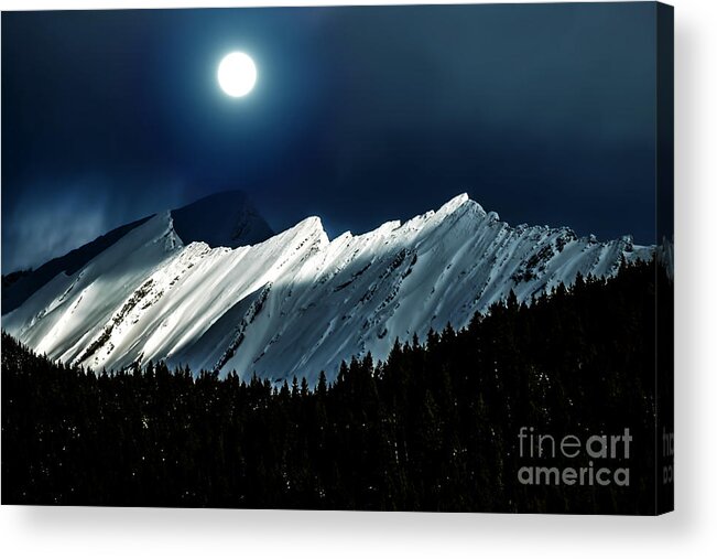 Mountain Acrylic Print featuring the photograph Rocky Mountain Glory in Moonlight #1 by Elaine Hunter