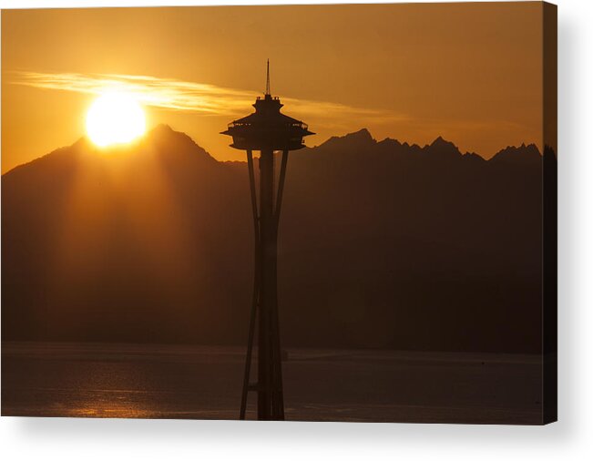 Seattle Acrylic Print featuring the photograph Space Needle at Sunset #2 by Matt McDonald
