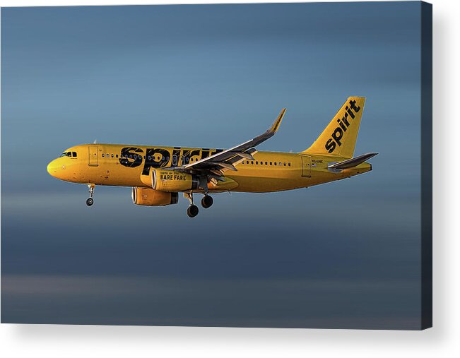 Spirit Airlines Acrylic Print featuring the mixed media Spirit Airlines Airbus A320-232 #1 by Smart Aviation