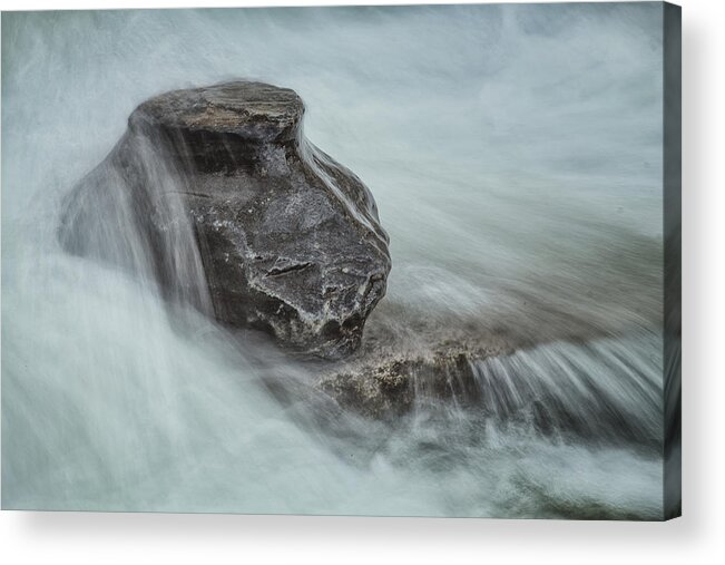 Stickney Brook Road Acrylic Print featuring the photograph Stickney Brook Rock #1 by Tom Singleton