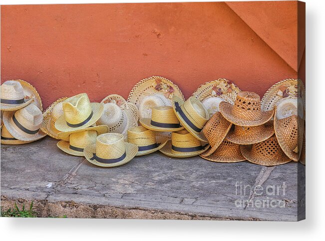 Caribbean Acrylic Print featuring the photograph Straw hats by Patricia Hofmeester